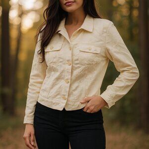 Woman's Croft and Barrow Jacket Yellow Embroidered Small